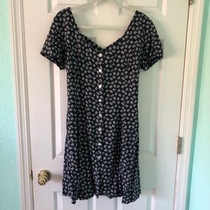 Vintage Black floral dress and cut out back size10